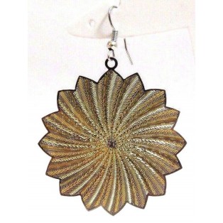 GOLD STAR Earring Classy Bali Drop Long Dangling Hoop Hook LIGHTWEIGHT Dual Tone